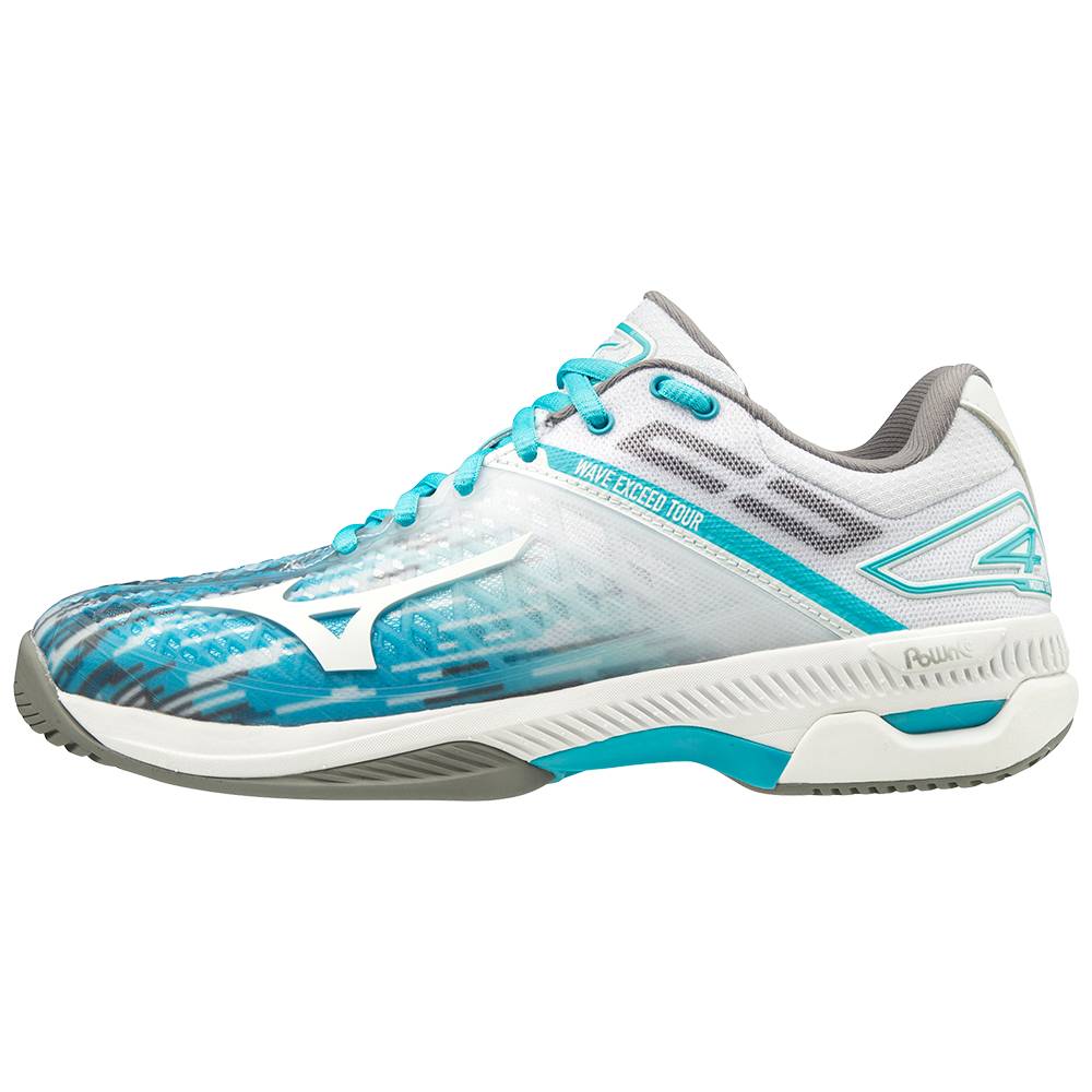 Mizuno Wave Exceed Tour 4 AC - Bayan Tenis Ayakkabısı - Mavi/Beyaz Türkiye (ATRCLD-719)